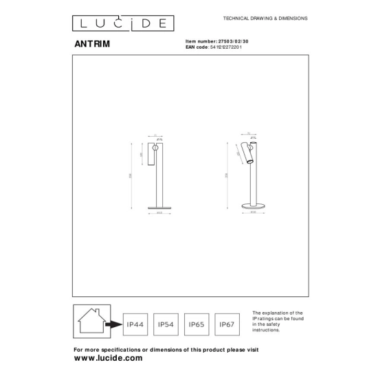 ANTRIM Lampa stojąca 27503/02/30 Lucide - zdjęcie dodatkowe 4